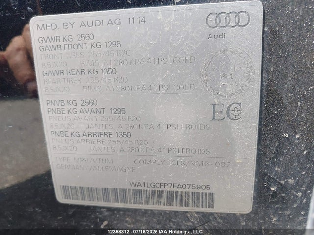 WA1LGCFP7FA075905 Audi Q5