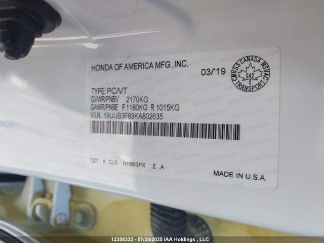 19UUB3F69KA802635 Acura j35y6