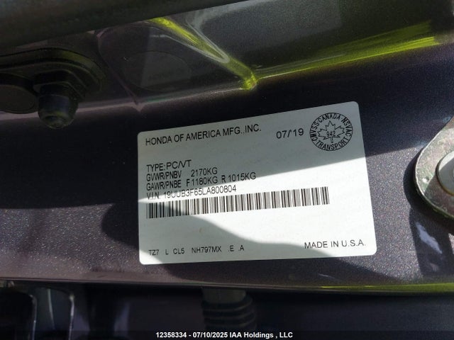 19UUB3F65LA800804 Acura j35y6