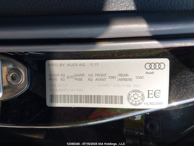 Audi A3 2018 WAUK8GFF4J1037633 Image 9