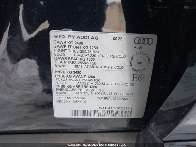 WA1FAAFY2P2023718 Audi Q5