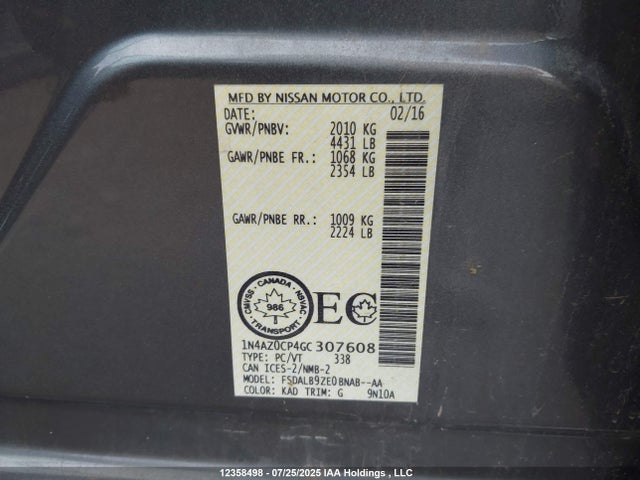1N4AZ0CP4GC307608 Nissan 2016