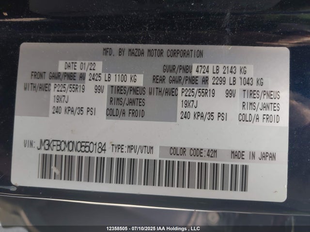 Mazda py cylinder deactiviation 2022 JM3KFBCM0N0550184 Image 9