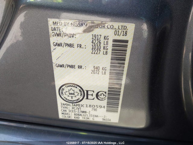 1N4AL3AP0JC180594 Nissan Altima