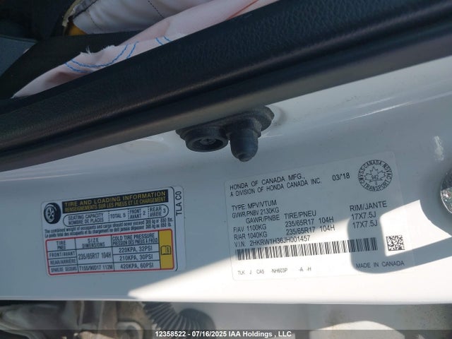 2HKRW1H36JH001457 Honda k24w9/k24v9