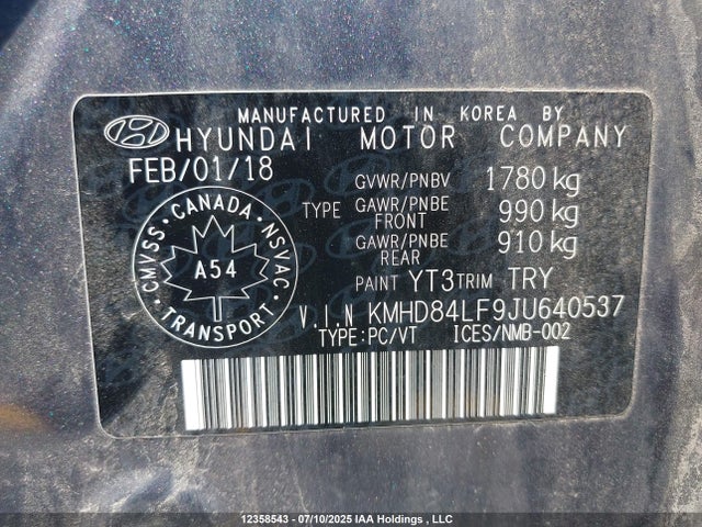 KMHD84LF9JU640537 Hyundai Elantra