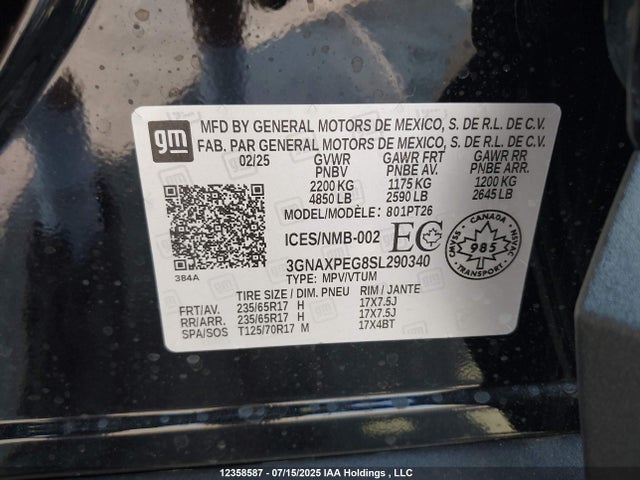 Chevrolet lsd 2025 3GNAXPEG8SL290340 Image 9