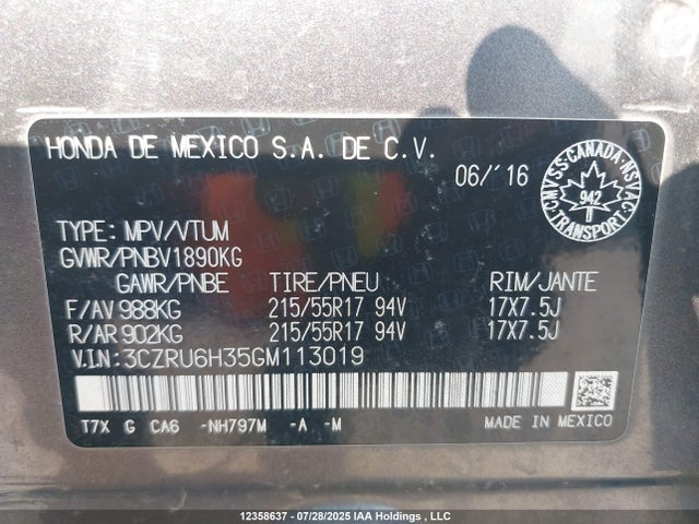 3CZRU6H35GM113019 Honda r18z9