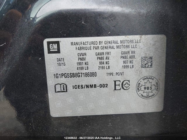 1G1PG5SB8G7186080 Chevrolet luv - vvt, alum, e85 max