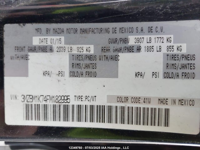 3MZBM1K74FM182995 Mazda pe