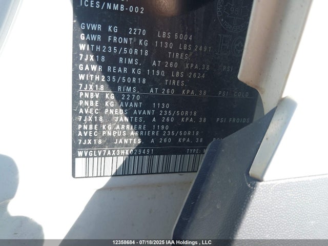 WVGLV7AX3HK029491 Volkswagen 2017