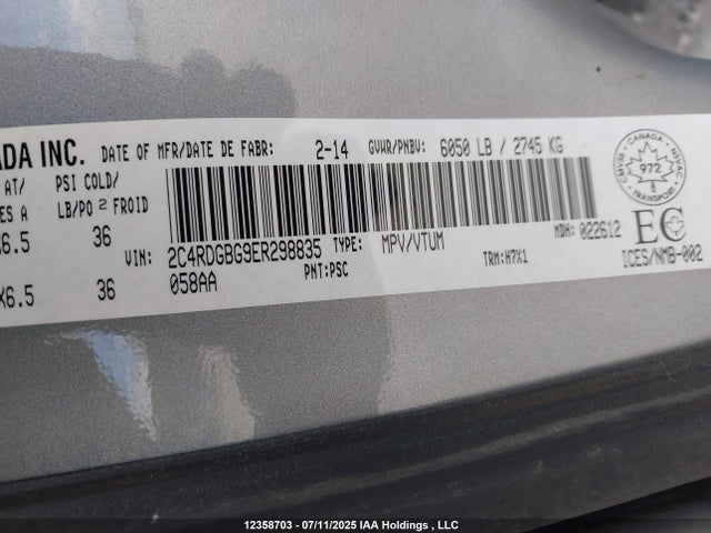 2C4RDGBG9ER298835 Dodge Grand Caravan