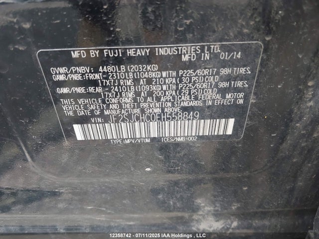 JF2SJCHC0EH558849 Subaru 2.5na c0
