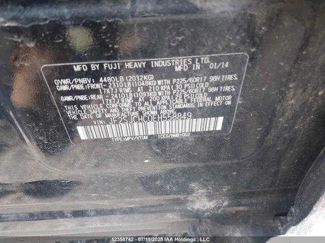 JF2SJCHC0EH558849 Subaru 2.5na c0