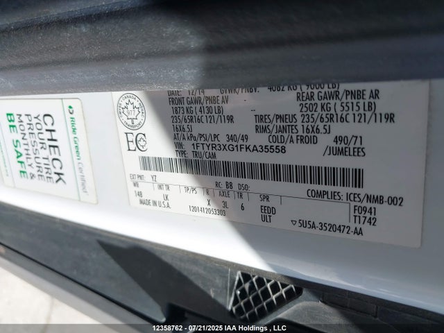 Ford 2015 2015 1FTYR3XG1FKA35558 Image 9