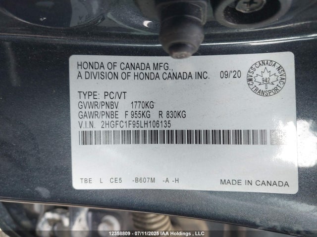 2HGFC1F95LH106135 Honda l15b7