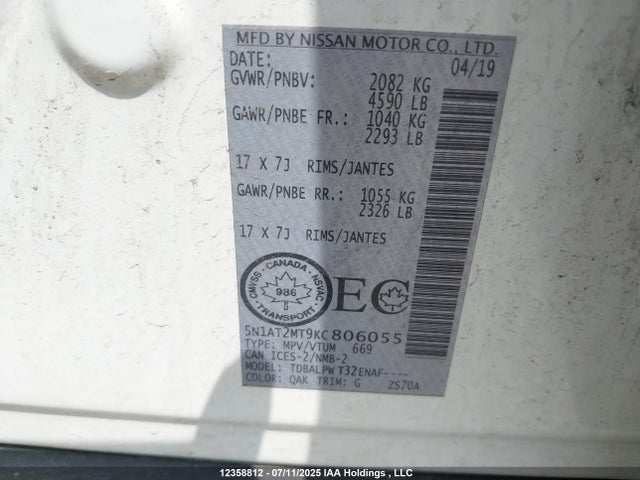 5N1AT2MT9KC806055 Nissan 2019