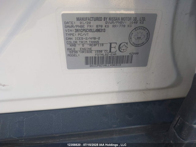 3N1CP5CV0LL496313 Nissan 2020