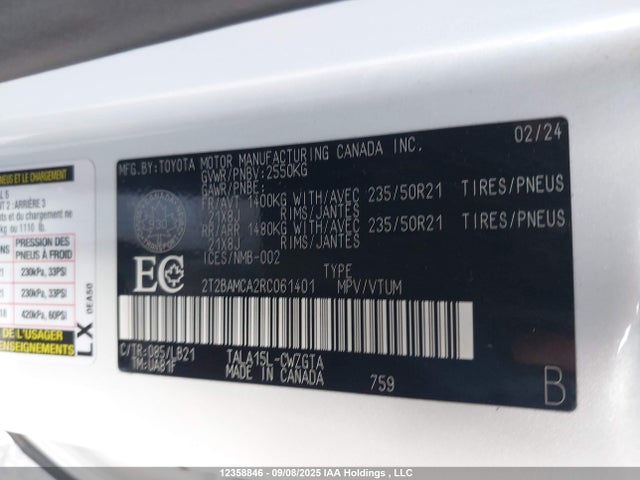Lexus t24a-fts 2024 2T2BAMCA2RC061401 Image 9
