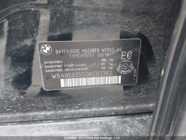WBA8E5G55GNT93362 BMW 2016
