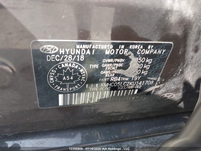 KMHC05LC2KU141708 Hyundai Ioniq