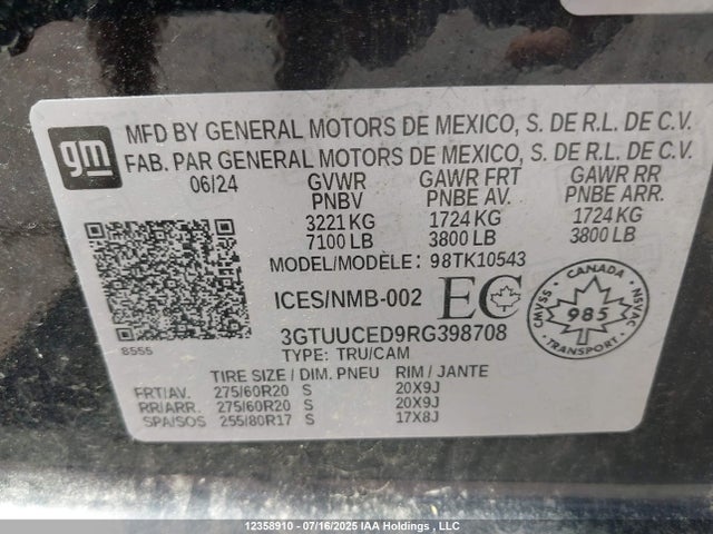 3GTUUCED9RG398708 GMC l84