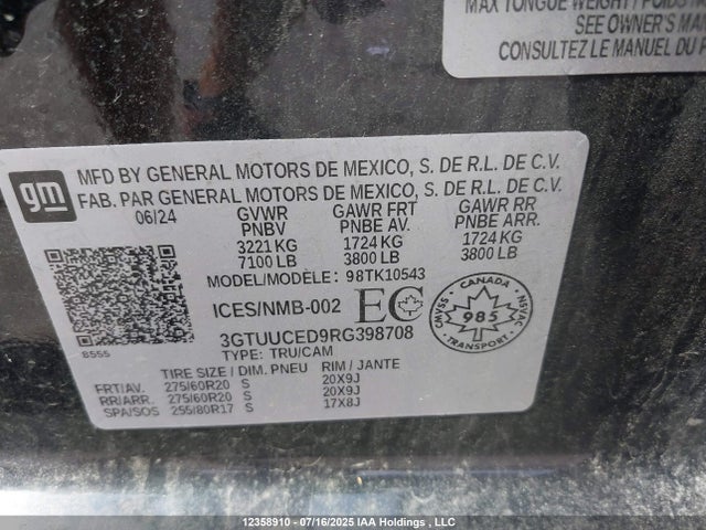 3GTUUCED9RG398708 GMC l84
