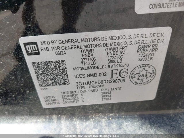 3GTUUCED9RG398708 GMC l84