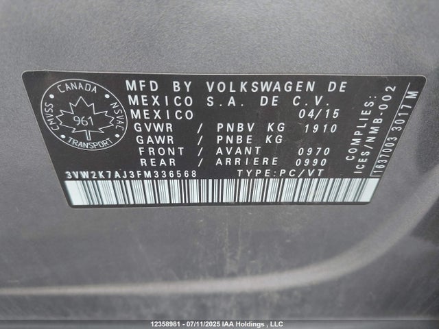 3VW2K7AJ3FM336568 Volkswagen Jetta