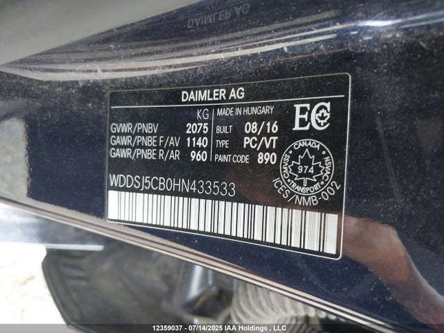 WDDSJ5CB0HN433533 Mercedes-Benz 2017
