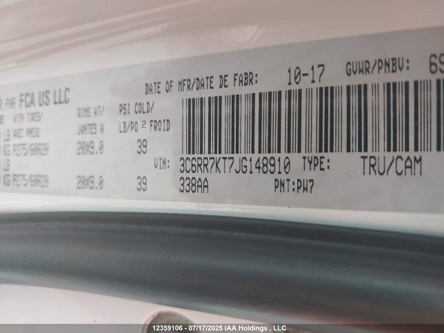 3C6RR7KT7JG148910 RAM 2018