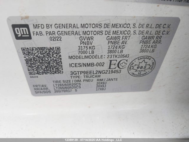 3GTP9EEL2NG219453 GMC l87