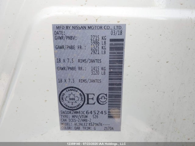 5N1DR2MM4JC645245 Nissan 2018
