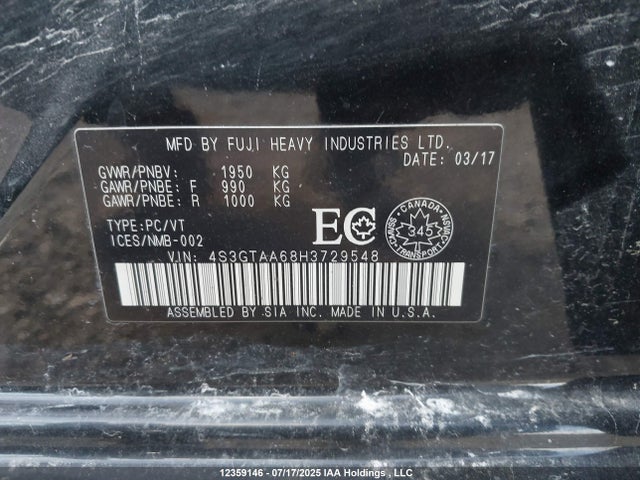 4S3GTAA68H3729548 Subaru na