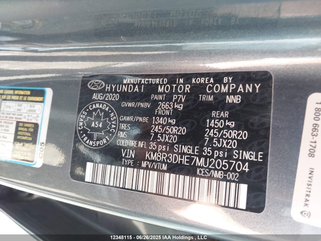 KM8R3DHE7MU205704 Hyundai gdi lambda ii
