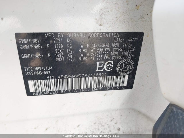 4S4WMAWD7P3455821 Subaru 2023