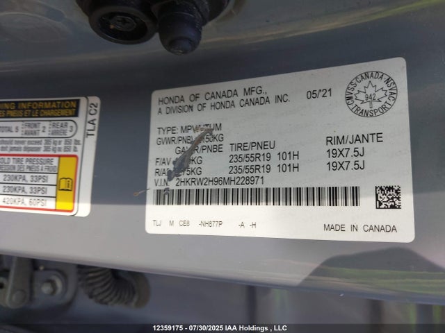 Honda l15be 2021 2HKRW2H96MH228971 Image 9
