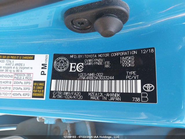 JTNK4RBE5K3033244 Toyota m20a-fks