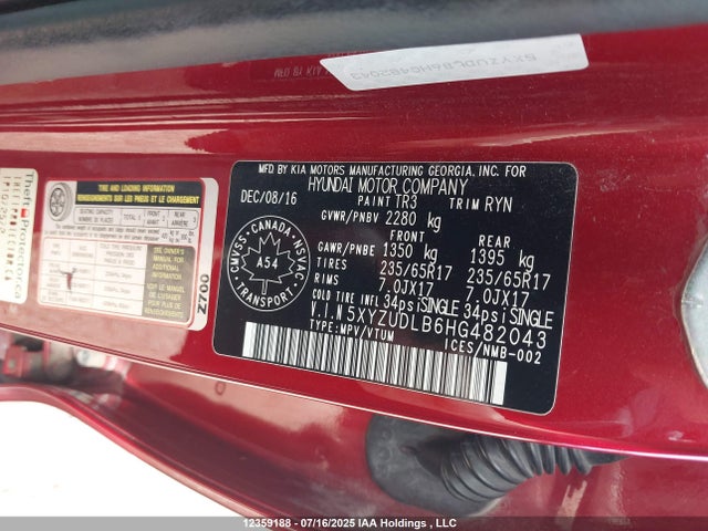 5XYZUDLB6HG482043 Hyundai gdi theta ii