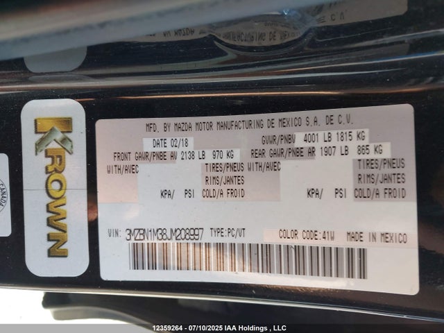 3MZBN1M38JM208997 Mazda py