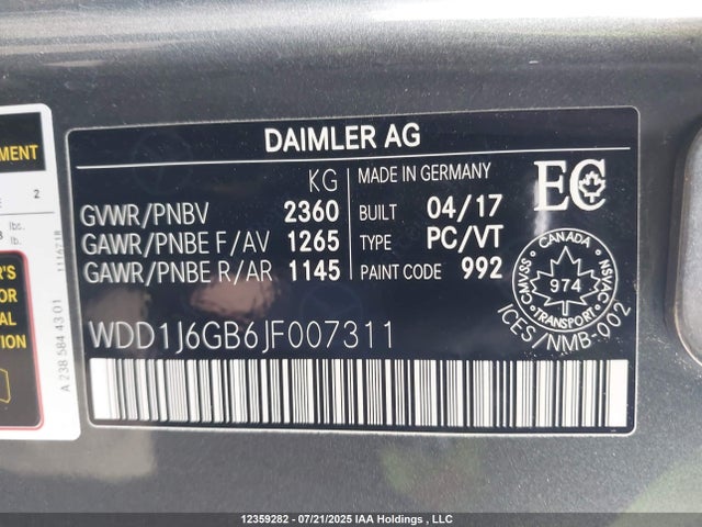 WDD1J6GB6JF007311 Mercedes-Benz m276