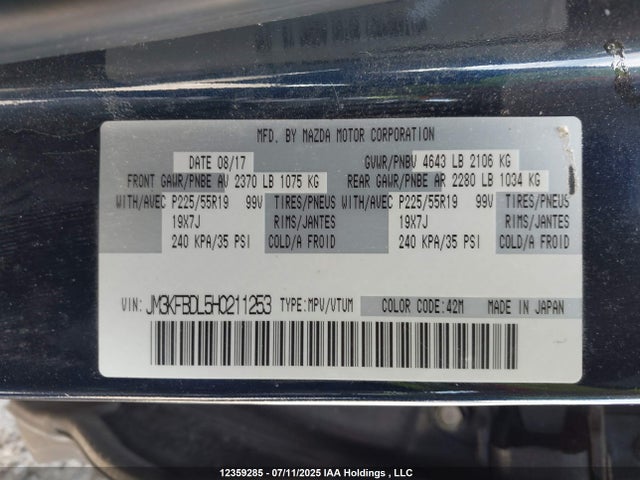 Mazda py 2017 JM3KFBDL5H0211253 Image 9