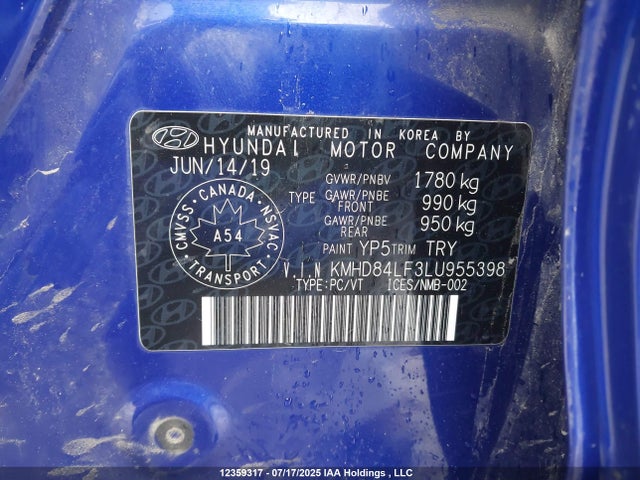 KMHD84LF3LU955398 Hyundai mpi nu