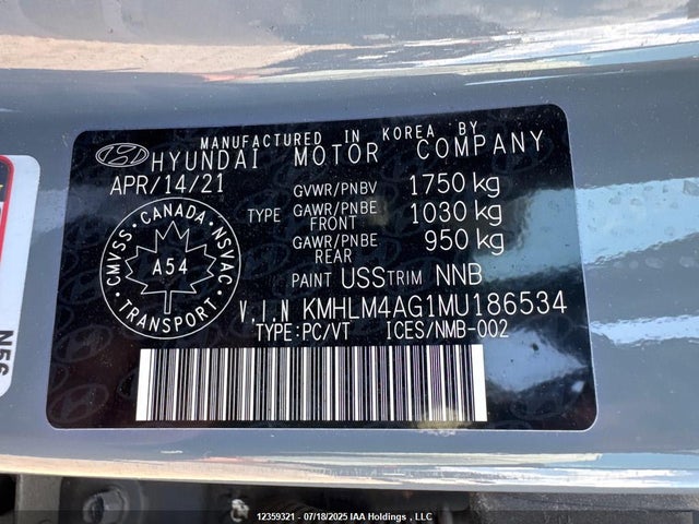 KMHLM4AG1MU186534 Hyundai mpi nu pe