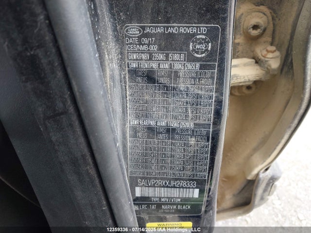 SALVP2RXXJH278333 Land Rover aj20p