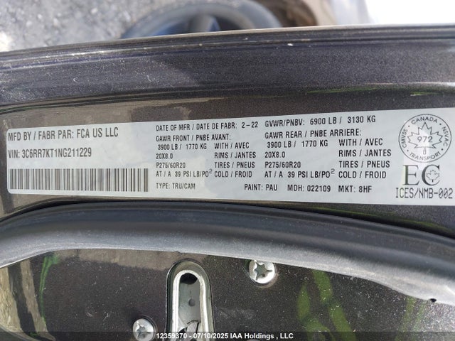 3C6RR7KT1NG211229 RAM 1500