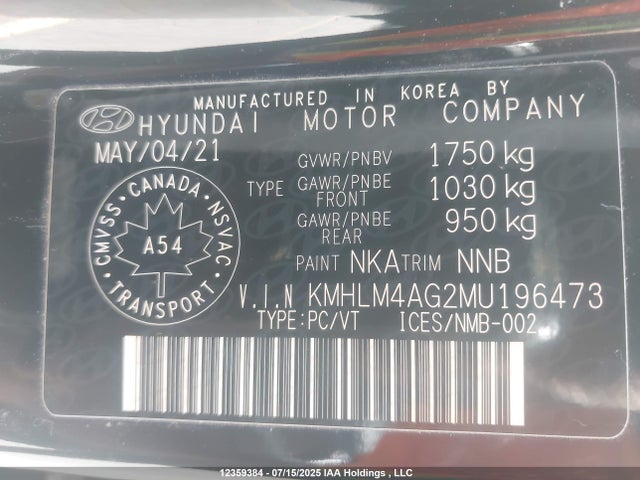 KMHLM4AG2MU196473 Hyundai mpi nu pe