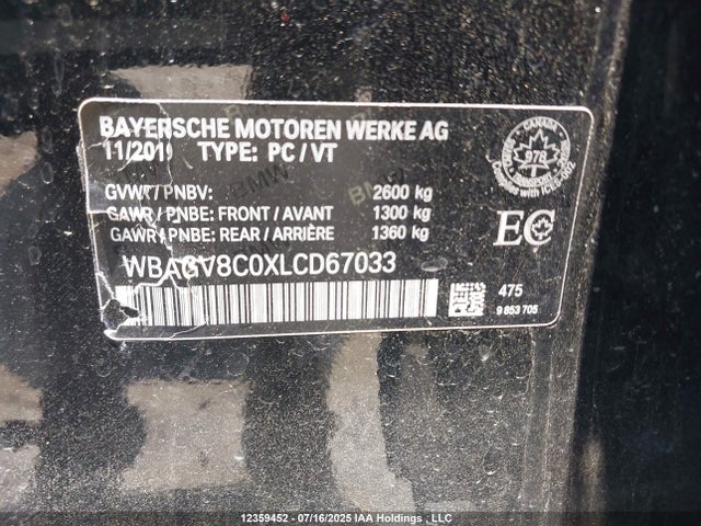 WBAGV8C0XLCD67033 BMW 2020