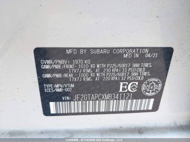 JF2GTAPCXM8341121 Subaru na