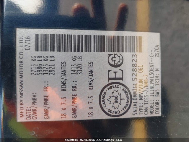 5N1AL0MM1GC528823 Infiniti QX60